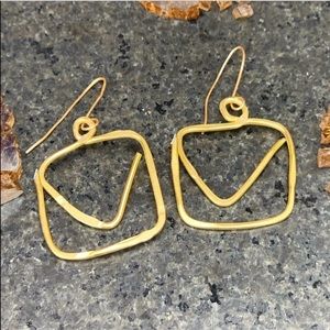 Triangle in Square Hammered Metal Earrings
